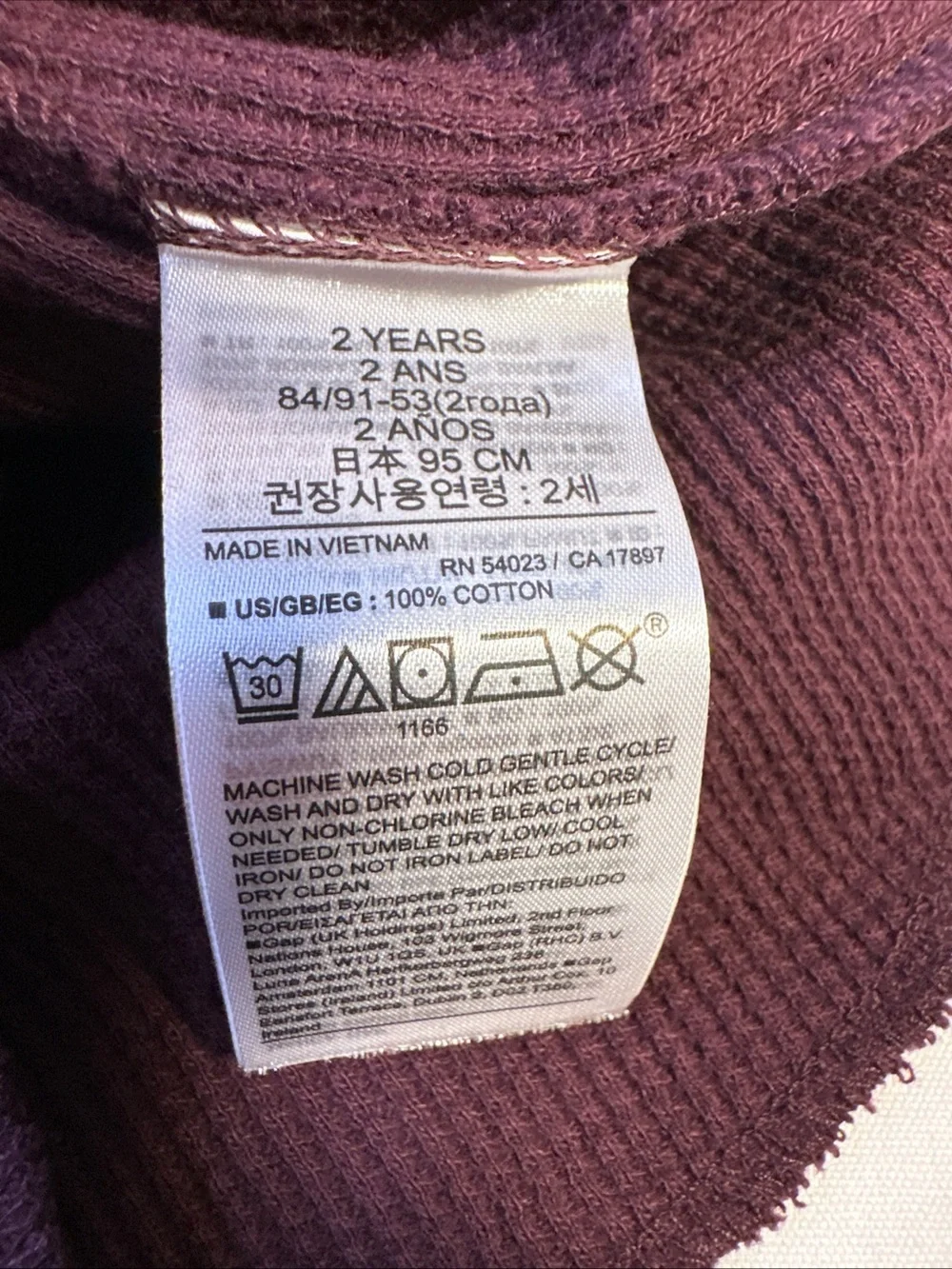 GAP Long Sleeve Hooded Waffle Knit Top - Mauve